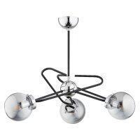 Deckenlampe Rauchglas Metall 60 cm 3-flammig Schwarz Grau
