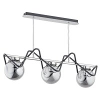 Deckenlampe Metall Rauchglas 75 cm 3-flammig Schwarz Grau