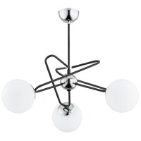 Deckenleuchte Schwarz Weiß Chrom 60 cm 3-flammig...