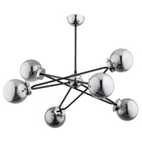 Deckenlampe Rauchglas Metall 62 cm 6x E14 Schwarz Grau