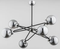 Deckenlampe Rauchglas Metall 62 cm 6x E14 Schwarz Grau