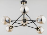 Deckenleuchte Kugel 62 cm Rauchglas Metall 6x E14 Schwarz...