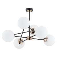 Deckenlampe Glas Metall 62 cm 6x E14 Schwarz Weiß...