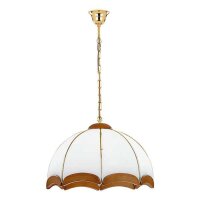 Hängelampe Rustikal 46 cm rund Metall Glas Holz Gold...