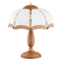 Tischlampe Holz Glas Metall 40 cm, Braun Weiß Gold,...