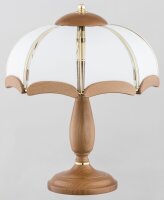 Tischlampe Holz Glas Metall 40 cm, Braun Weiß Gold,...