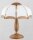 Tischlampe Holz Glas Metall 40 cm, Braun Weiß Gold, 2x E14