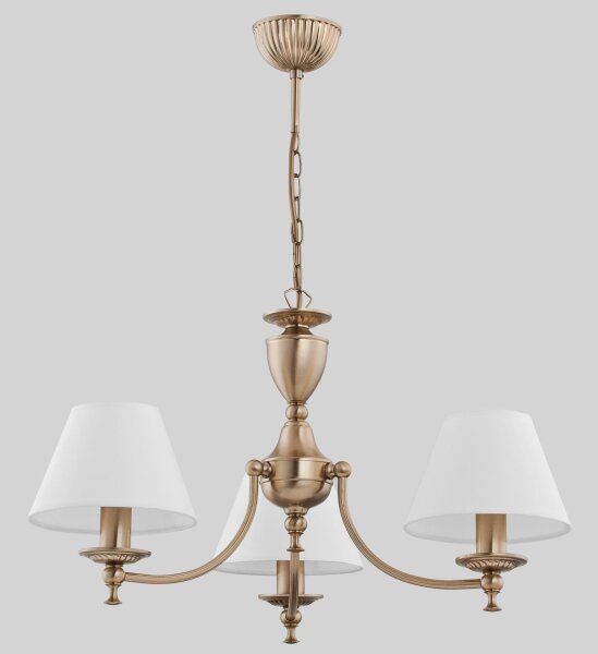 Kronleuchter 3-flammig Messing Antik Creme Jugendstil 40,8 cm