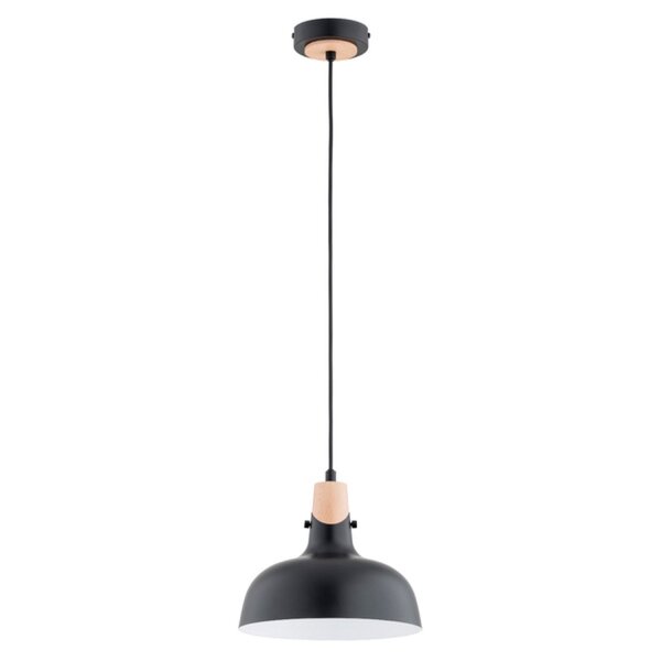 Hängeleuchte Schwarz Metall Holz E27 Retro Design verstellbar