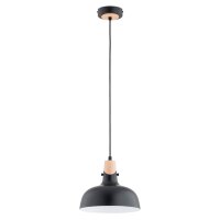 Hängeleuchte Schwarz Metall Holz E27 Retro Design...