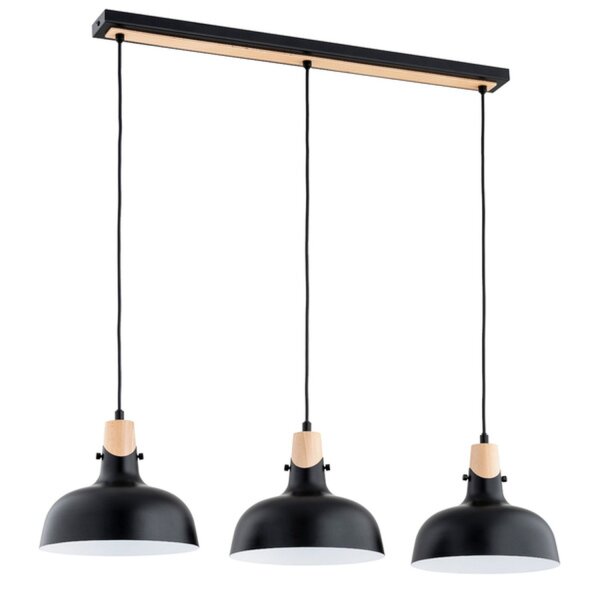 Hängelampe 3-flammig Schwarz Retro Design 85 cm E27