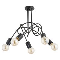 Deckenleuchte Schwarz Metall 50 cm 5x E27 Retro Design