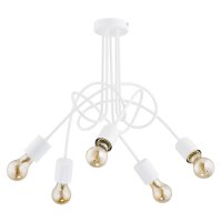 Deckenlampe Metall 50 cm Weiß 5-flammig E27 Retro