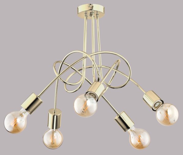 Deckenlampe Metall E27 5-flammig Gold Retro 50 cm