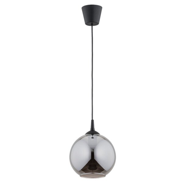 Hängelampe Rauchglas 20 cm Schwarz E27 Retro Hängeleuchte