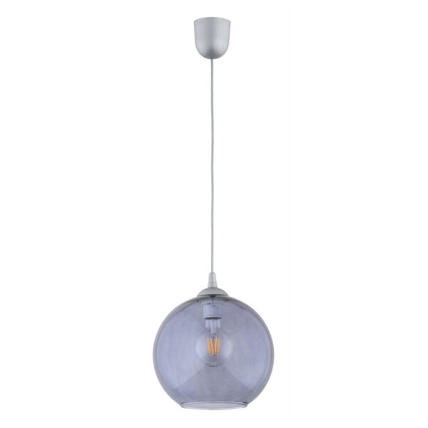 Hängeleuchte Kugel D: 25 cm Rauchglas Graphit E27 Retro