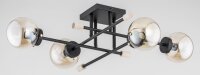 Deckenlampe Kugelschirm 85 cm Metall Rauchglas Retro Design