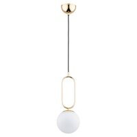 H&auml;ngelampe Glas Metall E14 15 cm Gold Wei&szlig; Retro