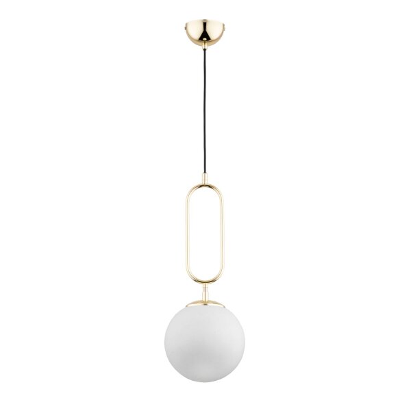 Hängelampe Glas Metall E27 20 cm Gold Weiß Retro 95 cm
