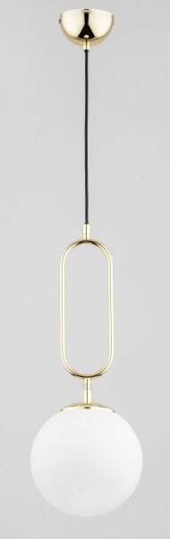 Hängelampe Glas Metall E27 20 cm Gold Weiß Retro 95 cm