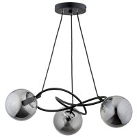 Hängelampe Metall Rauchglas 60 cm 3-flammig Schwarz...