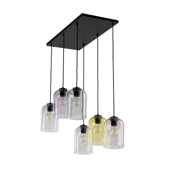 Pendelleuchte Schwarz Metall 58 cm E27 stilvoll Glas