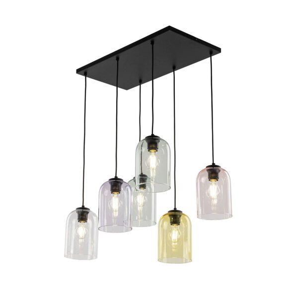 Pendelleuchte Schwarz Metall 58 cm E27 stilvoll Glas