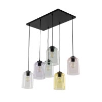 Pendelleuchte Schwarz Metall 58 cm E27 stilvoll Glas