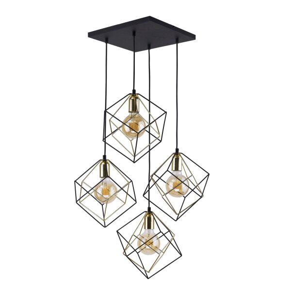 Pendelleuchte Schwarz E27 53 cm modern Stahl Gold