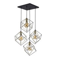 Pendelleuchte Schwarz E27 53 cm modern Stahl Gold