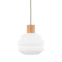 Pendelleuchte Beige Glas Holz Metall B:20 cm E27
