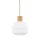 Pendelleuchte Beige Glas Holz Metall B:20 cm E27