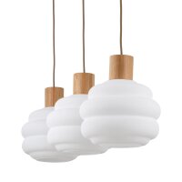 Pendelleuchte Modern Metall Holz Glas Beige 72 cm E27