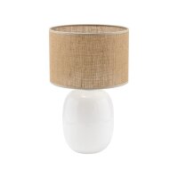 Tischlampe Natur stilvoll 48 cm Glas E27 Weiß Stoff