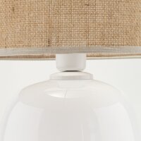 Tischlampe Natur stilvoll 48 cm Glas E27 Weiß Stoff