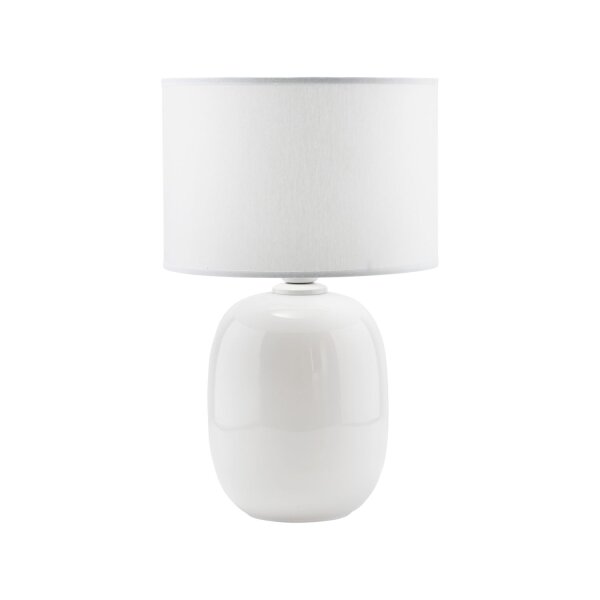 Tischlampe Glas Weiß E27 48 cm elegant Stoff stilvoll