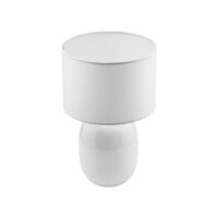 Tischlampe Glas Weiß E27 48 cm elegant Stoff stilvoll