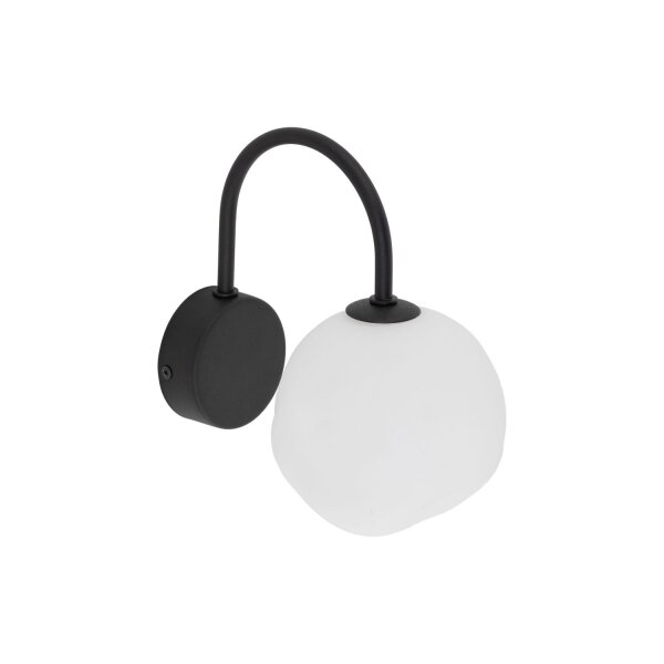 Wandleuchte Schwarz Metall B:15 cm G9 Modern Weiß Glas