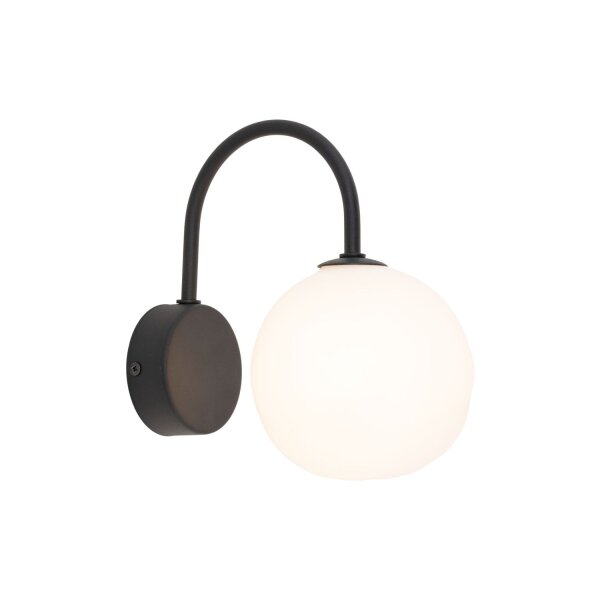 Wandleuchte Schwarz Metall B:15 cm G9 Modern Weiß Glas