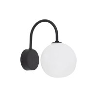 Wandleuchte Schwarz Metall B:15 cm G9 Modern Weiß Glas