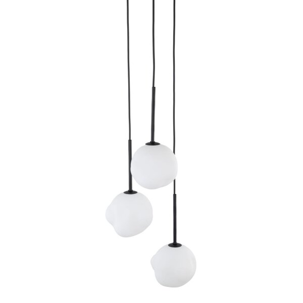 Pendelleuchte Glas Metall B:27 cm Weiß Schwarz G9