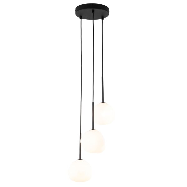 Pendelleuchte Glas Metall B:27 cm Weiß Schwarz G9