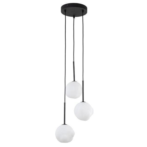 Pendelleuchte Glas Metall B:27 cm Weiß Schwarz G9