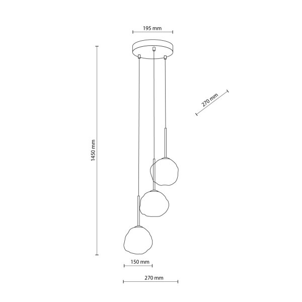 Pendelleuchte Glas Metall B:27 cm Weiß Schwarz G9