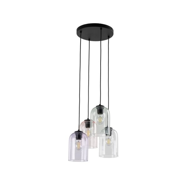 Pendelleuchte Metall Schwarz E27 B:38 cm zeitlos Glas