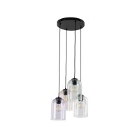 Pendelleuchte Metall Schwarz E27 B:38 cm zeitlos Glas
