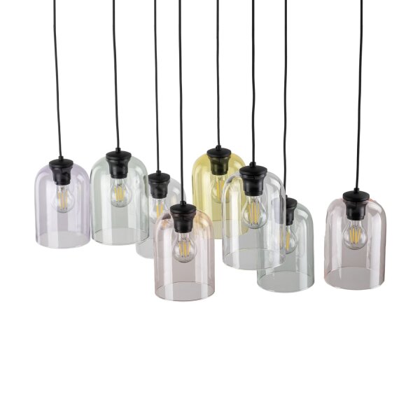 Hängelampe Wohnzimmer Glas Metall Schwarz B:78 cm E27