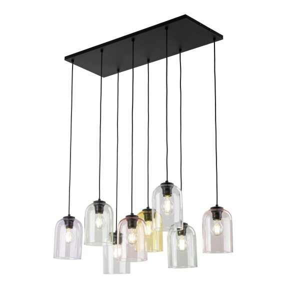 Hängelampe Wohnzimmer Glas Metall Schwarz B:78 cm E27
