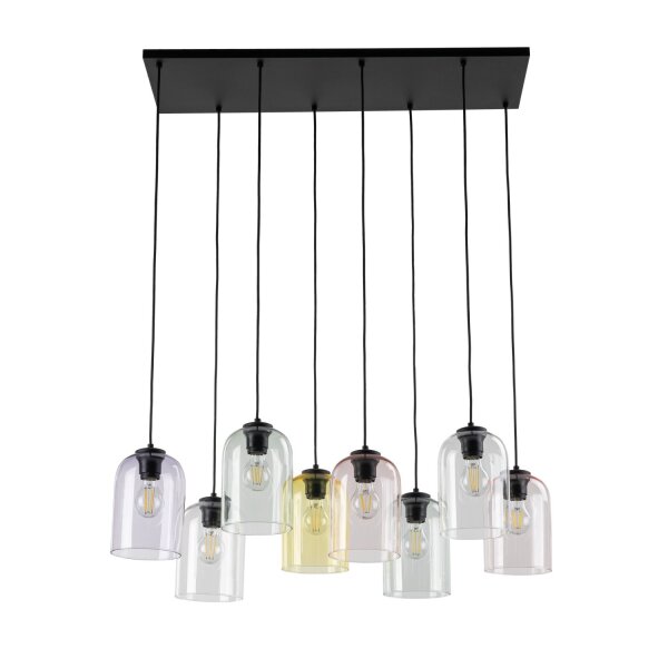 Hängelampe Wohnzimmer Glas Metall Schwarz B:78 cm E27