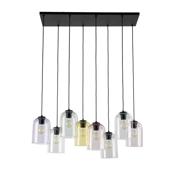 Hängelampe Wohnzimmer Glas Metall Schwarz B:78 cm E27